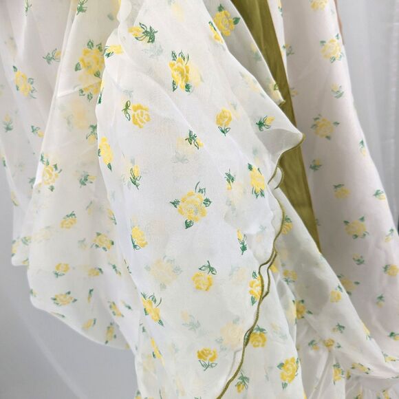 Vintage 70s Montgomery Ward Dress Prairie Gown Floral Velvet Cottage Southern 4 - Picture 15 of 16